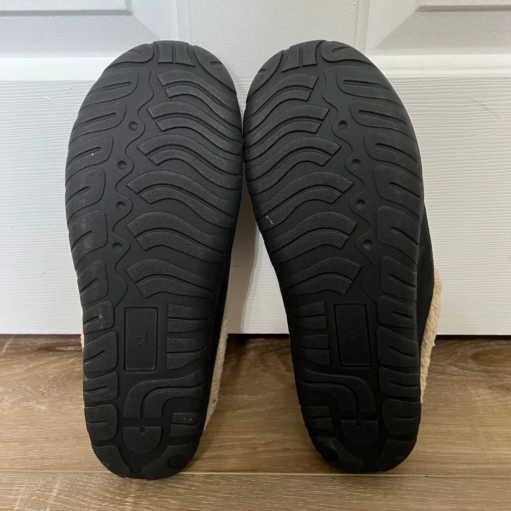 Totes Mens Cozy Slippers Black Faux Suede Memory Foam Clogs Size XL 11-12 NEW